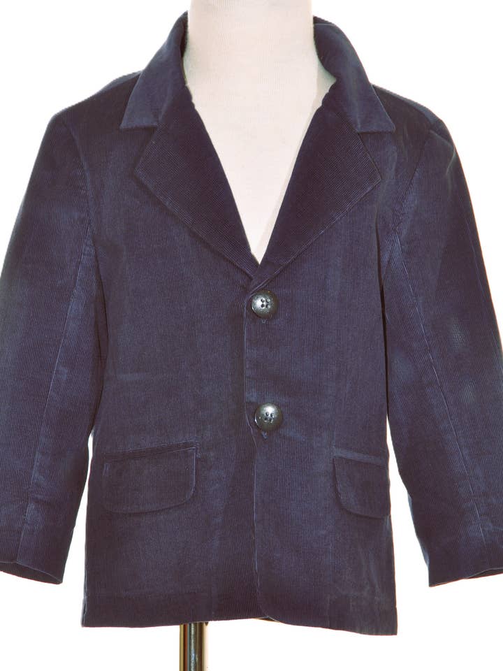 Marineblauwe corduroy enkelrij blazer voor wholesale door Hello Bebes!