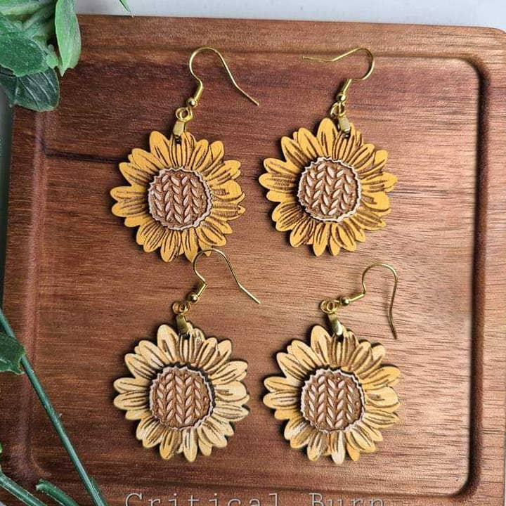 Sunflower/Fall Earrings for wholesale by Critical Burn Laser Engraving