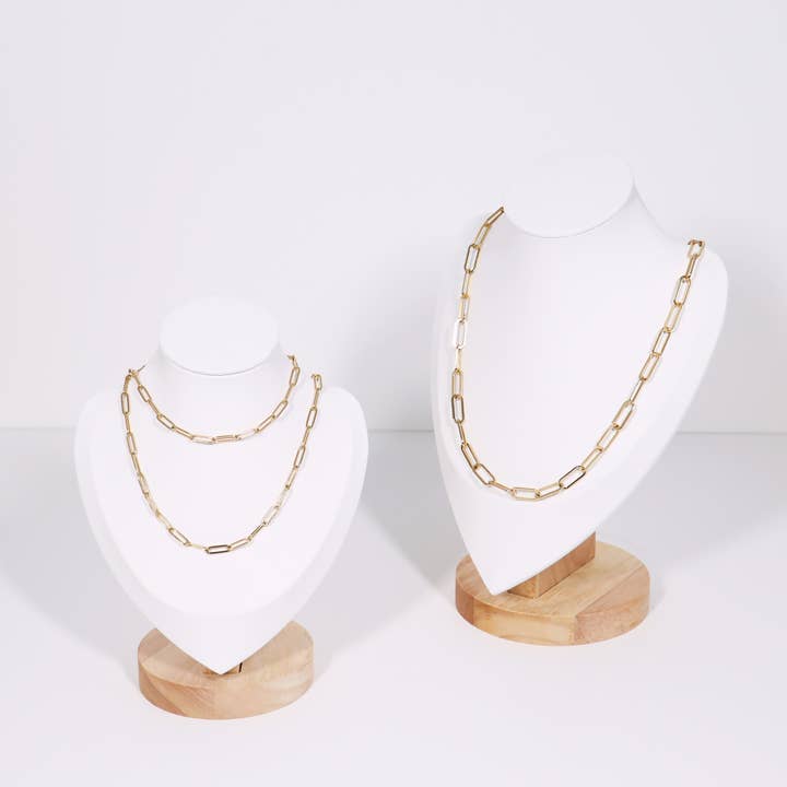 WJW - Wholesale Link & Chain Necklace - 18K Gold Paperclip Chain Necklace