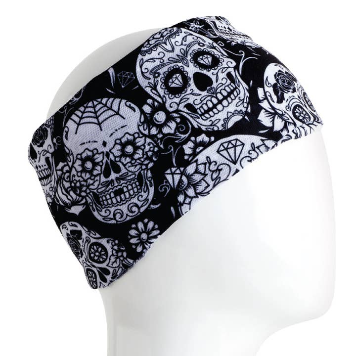 Benjamin International - Vendita all'ingrosso Bandana - Donna - Bandana mezza misura in bianco e nero con teschi
