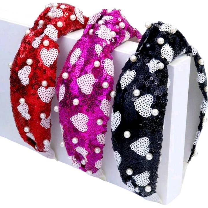 Königin der Herzen Pailletten-Stirnbänder für den Großhandel von The Bling Barn