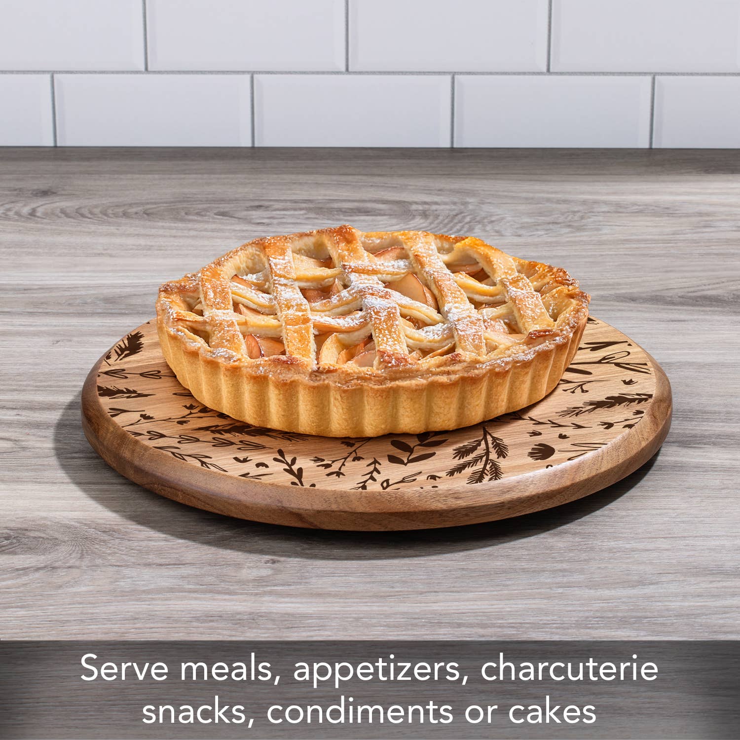 CounterArt/Highland Home/Thirstystone - Wholesale Lazy Susan - Round Acacia Wood Lazy Susan Turntable 14" Round2