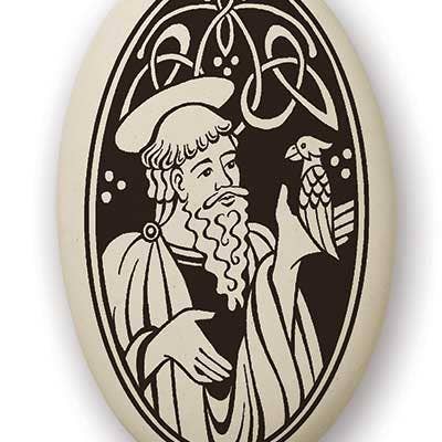 Ciondolo in porcellana di San Kevin di Glendalough per la vendita all'ingrosso da parte di Touchstone Pottery