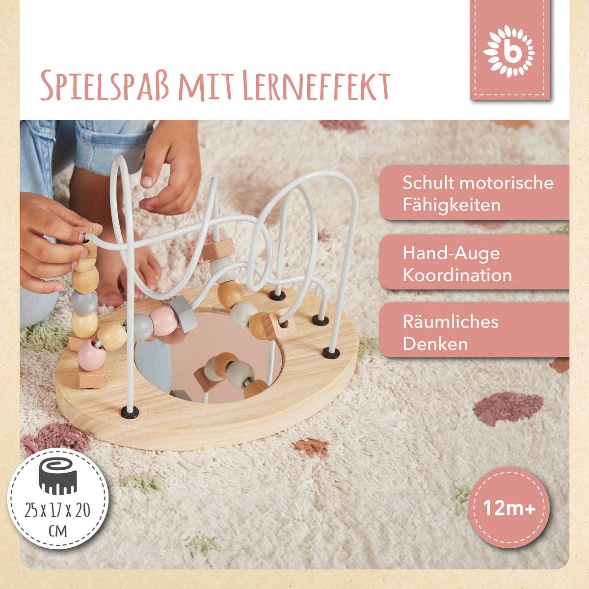 Bieco Spielwaren - Wholesale Wood Toy - Kids - Motor skills loop with mirror rose4