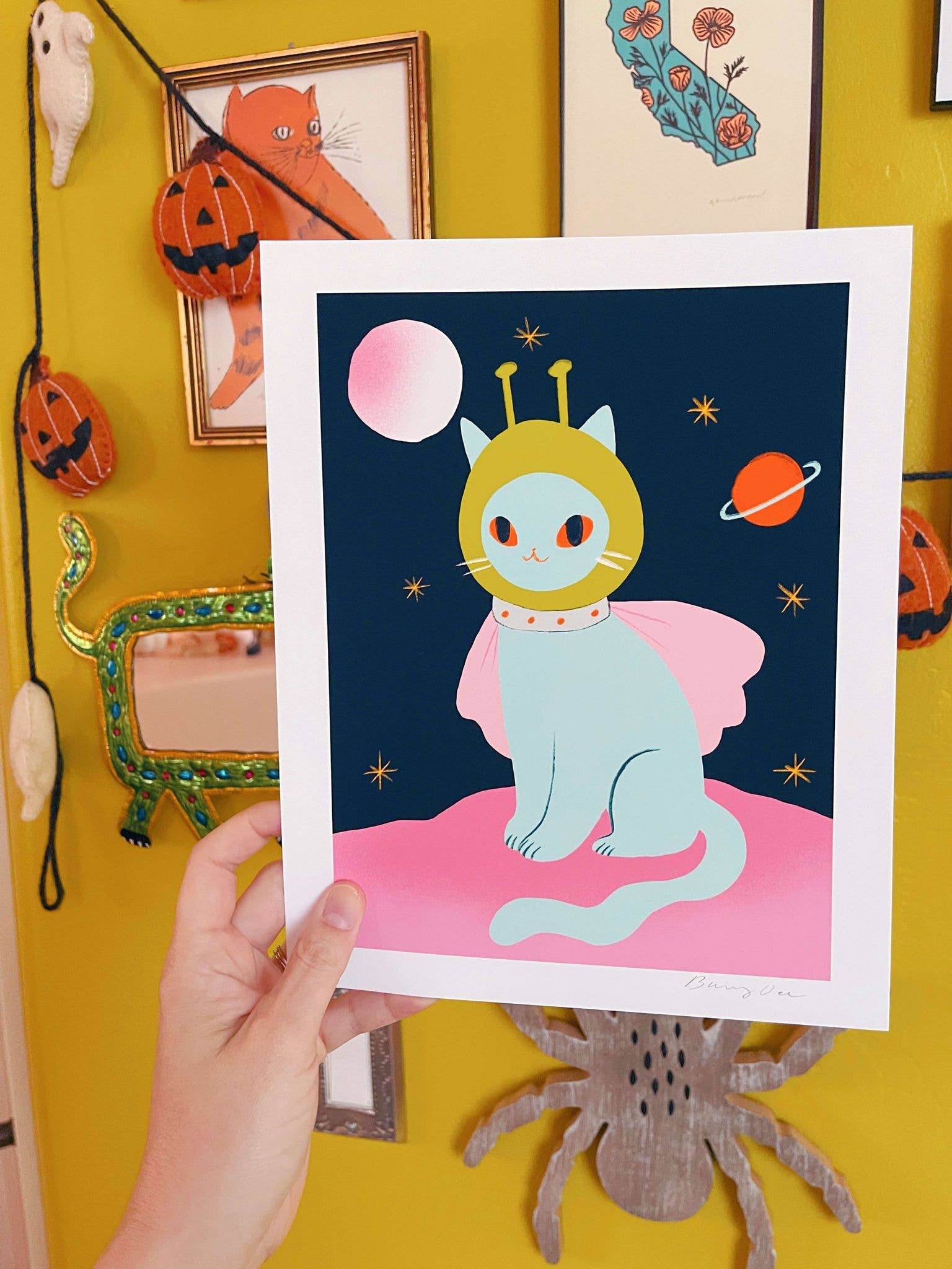Bunny Dee – wholesale Art print – blue alien cat 8x10 matte print1