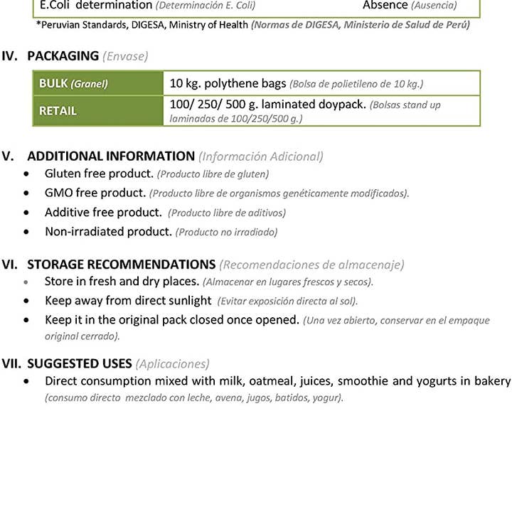 Ganesa Trading - Vendita all'ingrosso Proteine/superfood in polvere - Polvere di radice di maca biologica importata dal Perù, USDA5