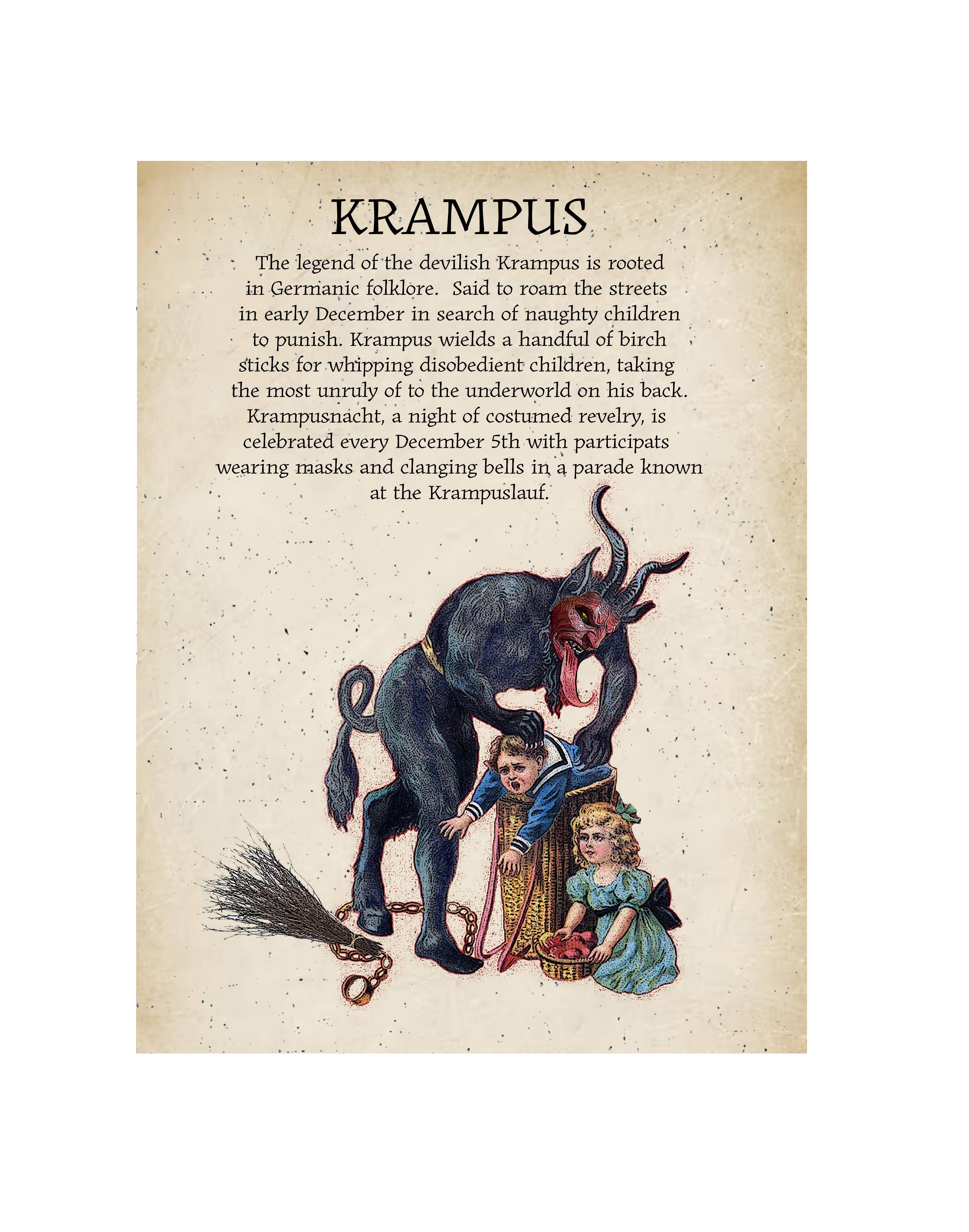 Alphie and Ollie - Wholesale Theedoek - Krampus kersttheedoek van 100% katoen met meelzak 18 x 24"1