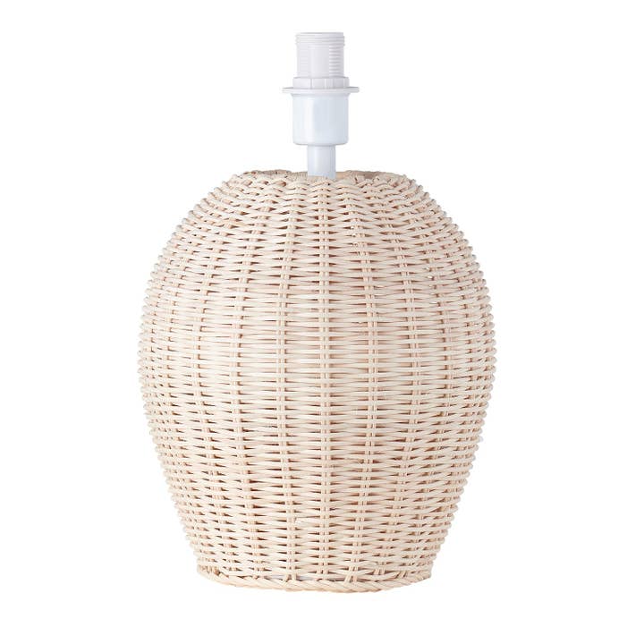 Natural Light Brown Woven Rattan Table Lamp Base with White Cable and Switch for wholesale on Faire