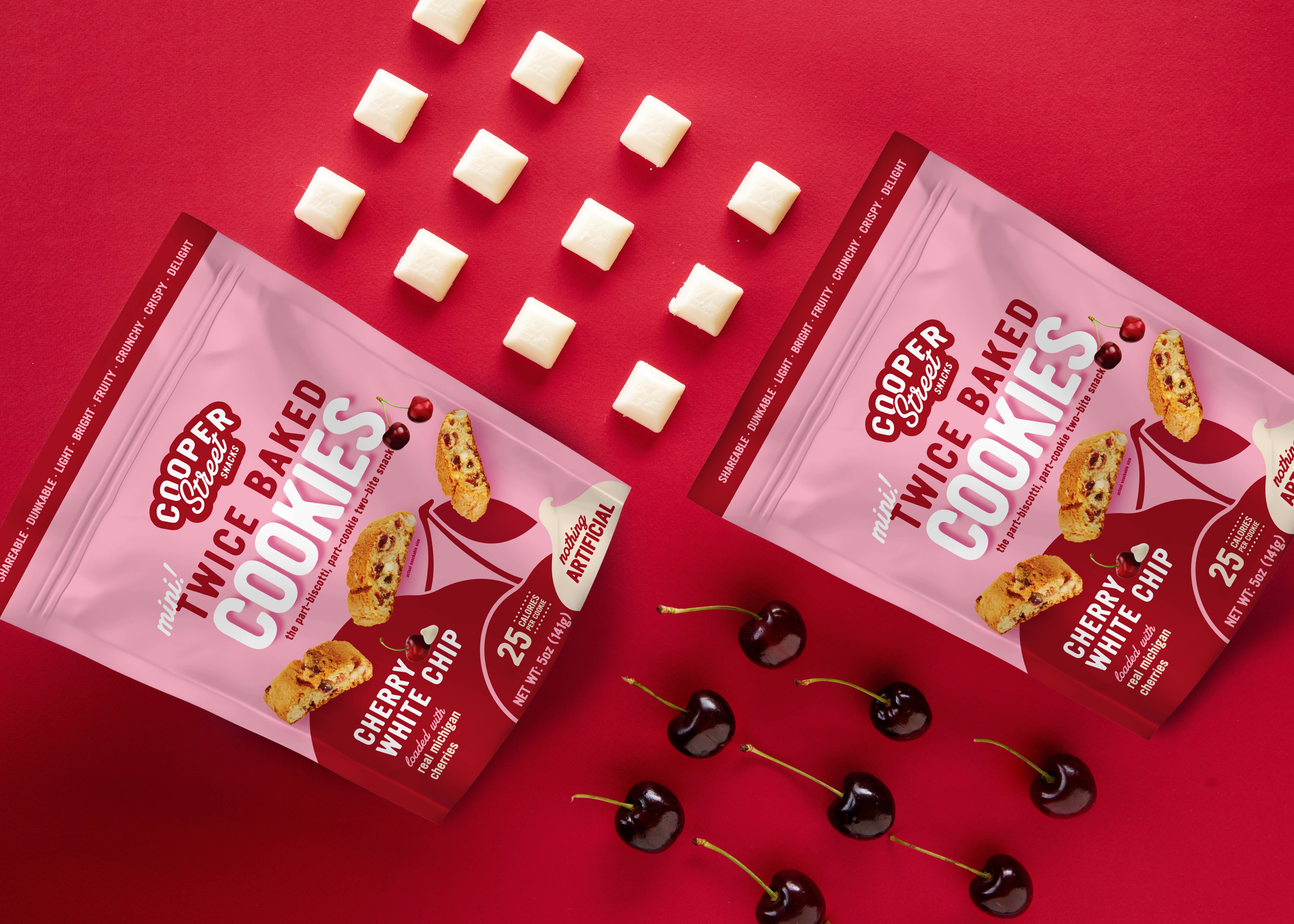 Cooper Street - Wholesale Cookie - Twice-Baked White Chunk Michigan Cherry Cookies - 5oz2