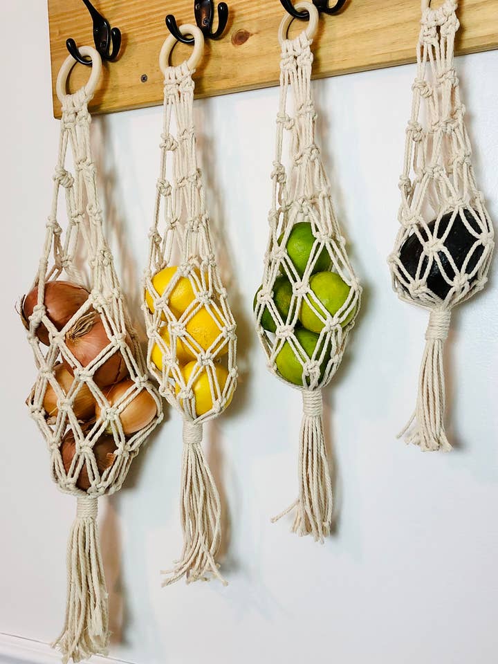 Macramé Cotton Kitchen Hanging Storage Produce Bags for wholesale by Make My Day Design