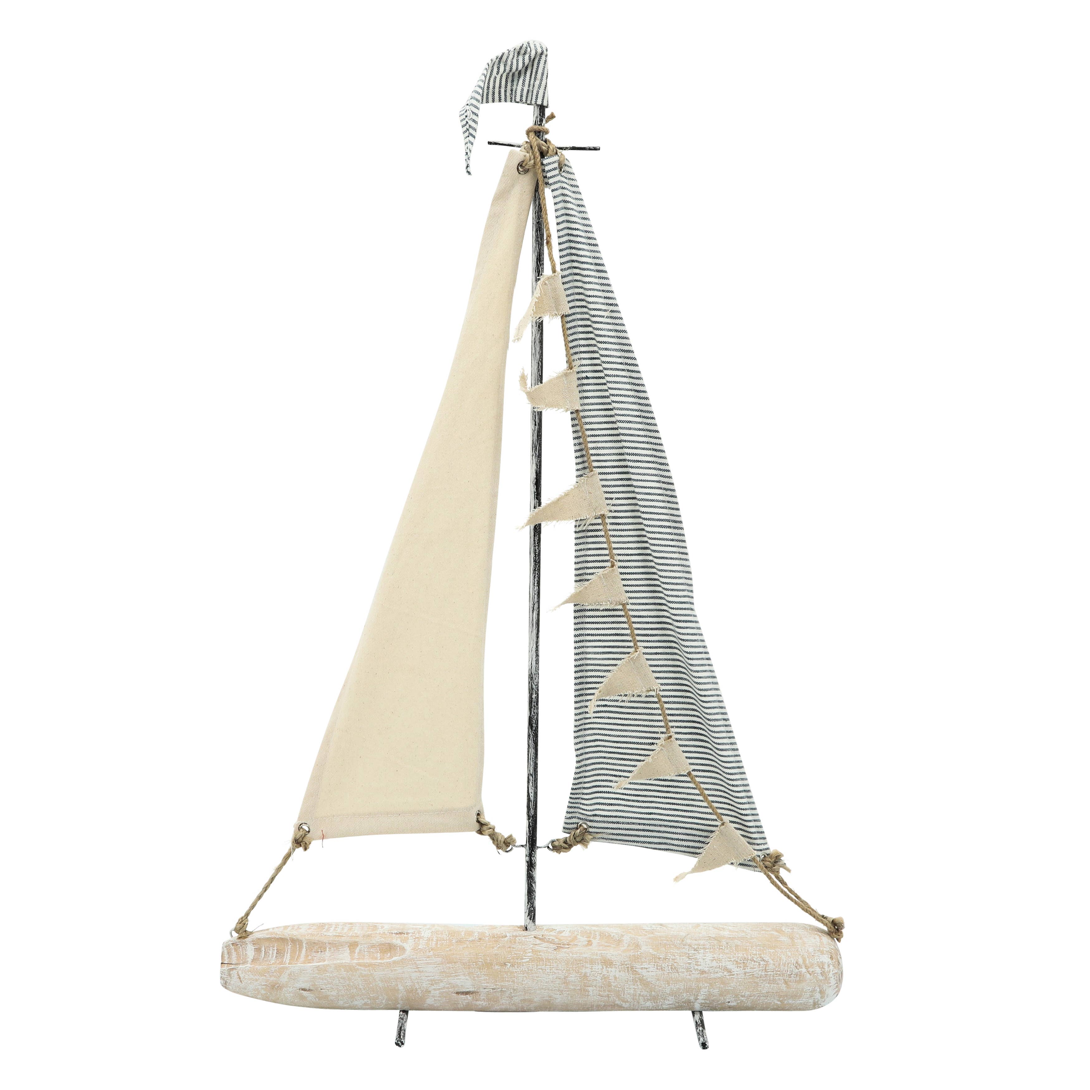 Sagebrook Home - Wholesale Decorative Tabletop Object - Object - Ivory/Blue Metal Sailboat with Fabric Sails, 27 in.4
