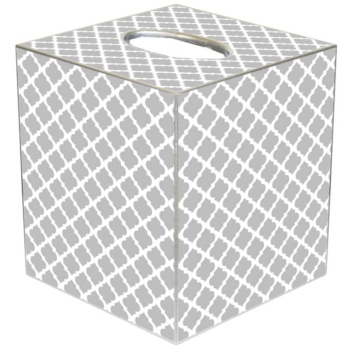 Boîte à mouchoirs Chelsea grise faite à la main pour la vente par Marye-Kelley