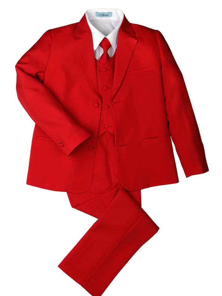 "Mason" Kids Red Suit (5-Piece Set) for wholesale by Cardi International