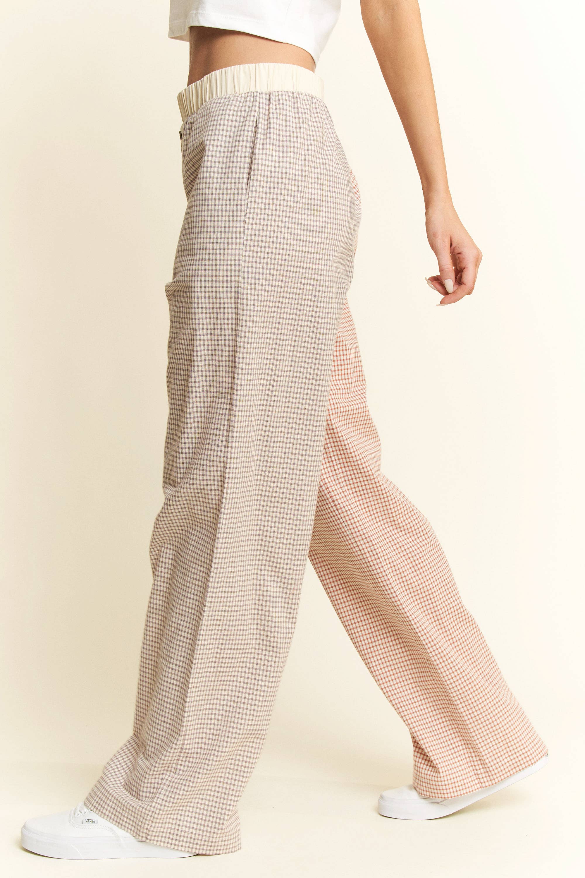 JADE BY JANE – Calças - Mulher por atacado – CALÇAS COLORBLOCK COM ESTAMPA XADREZ TAMANHO GRANDE15