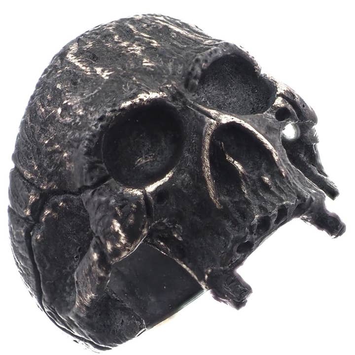 herrars rå frimurar käklös skalle 925 sterling silver motorcykel biker ring, 7/8" för wholesale av FifiRose