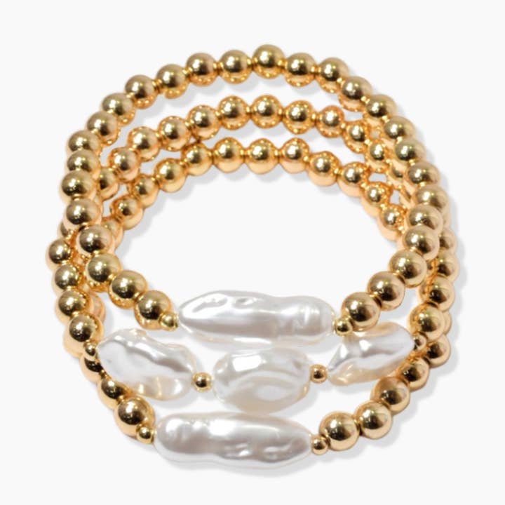 SOPHIA WHOLESALE - Wholesale Jewelry Set - Freshwater pearl multi layered stretch bracelet0
