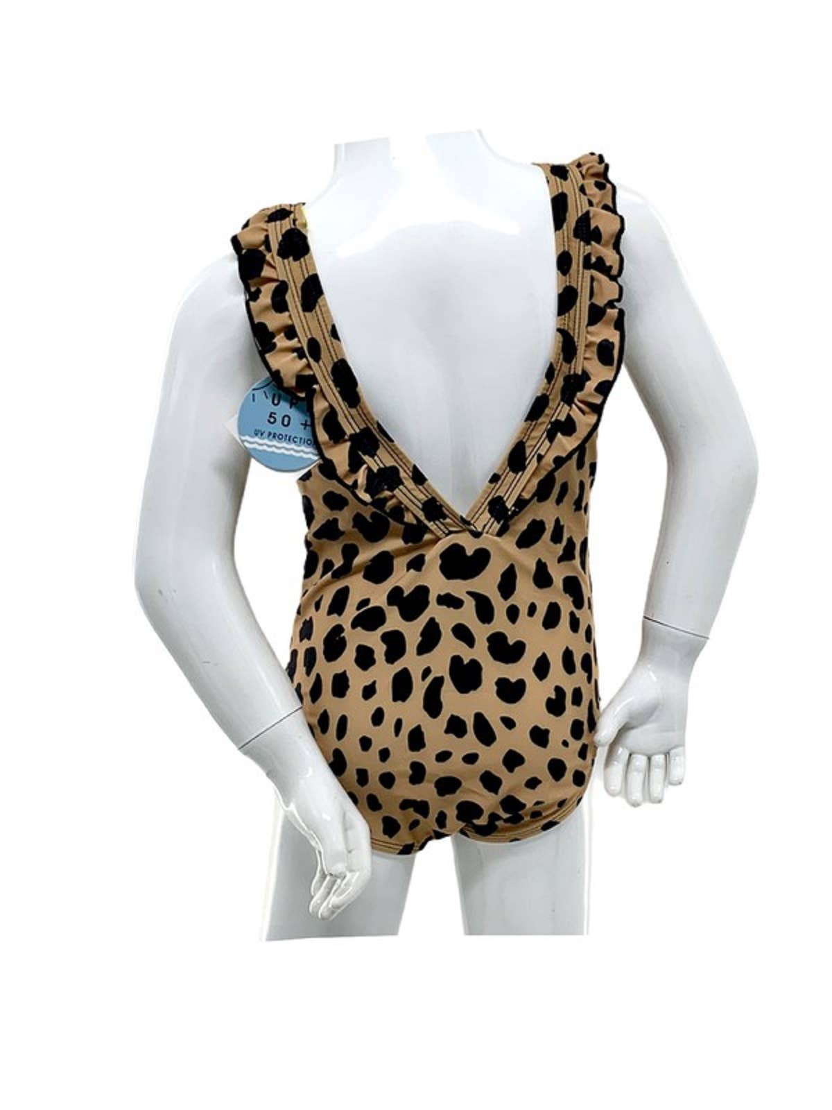 MARINA WEST SWIM - Venta al por mayor Bañador - Niños - Tanque 1pc con volante alrededor del hombro UPF 50+ leopardo4