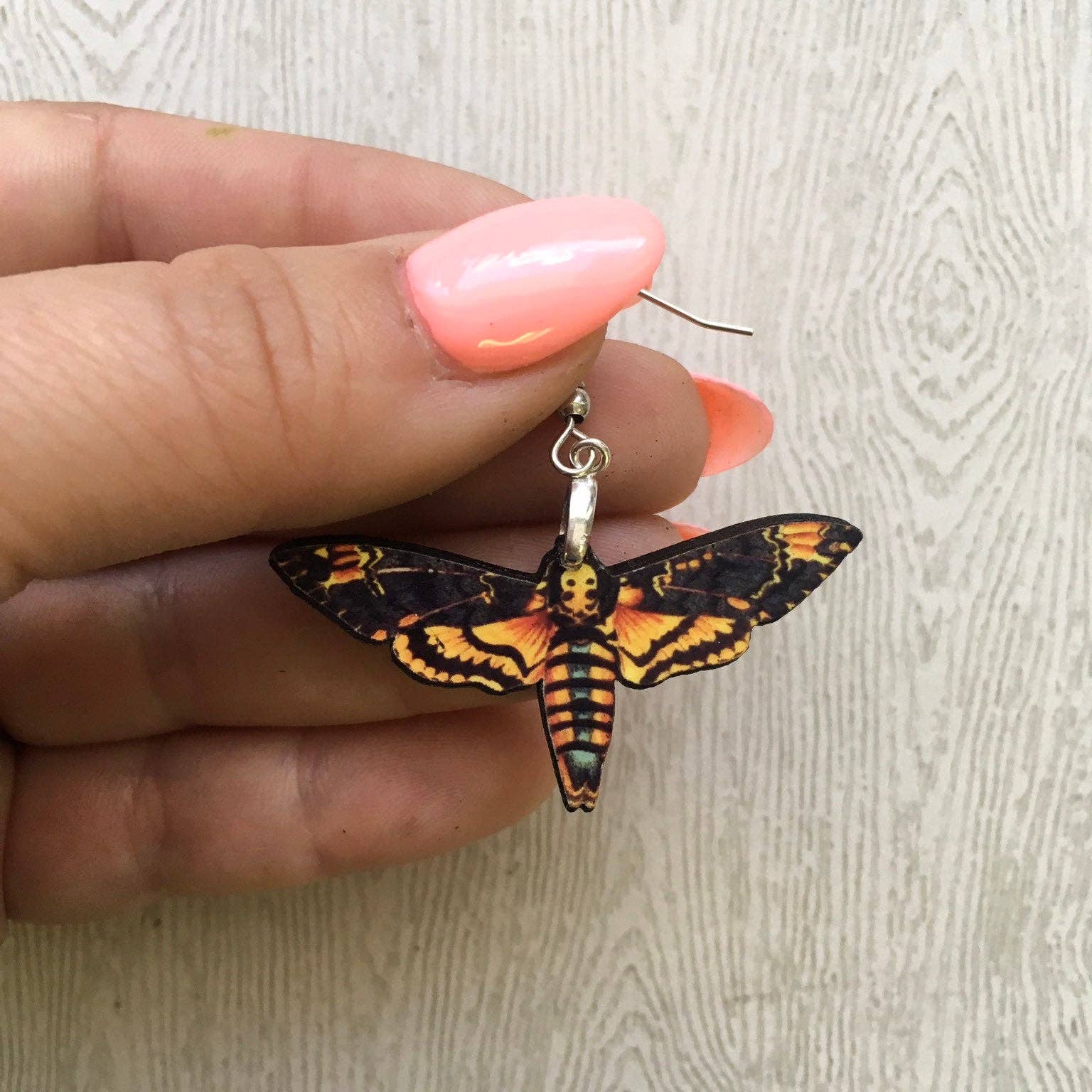 Toad Hill Farm - Wholesale Dangle Earrings - Deaths Head Moth Earrings - Halloween - Laser Cut Wood2