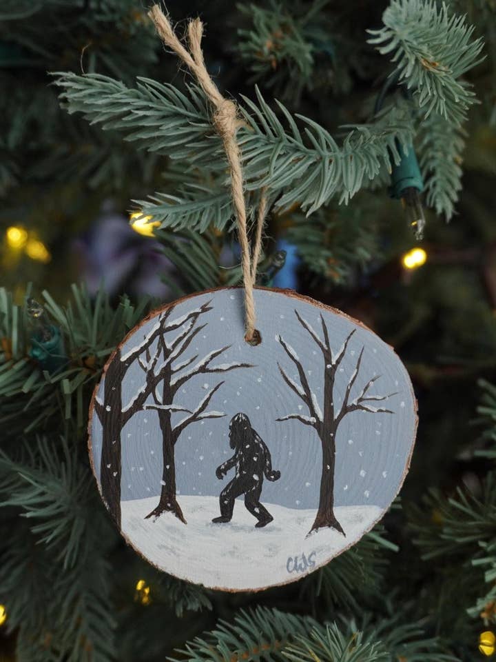 Bigfoot Hand Painted Wood Ornament Holiday Decor for wholesale by CDW Artistry