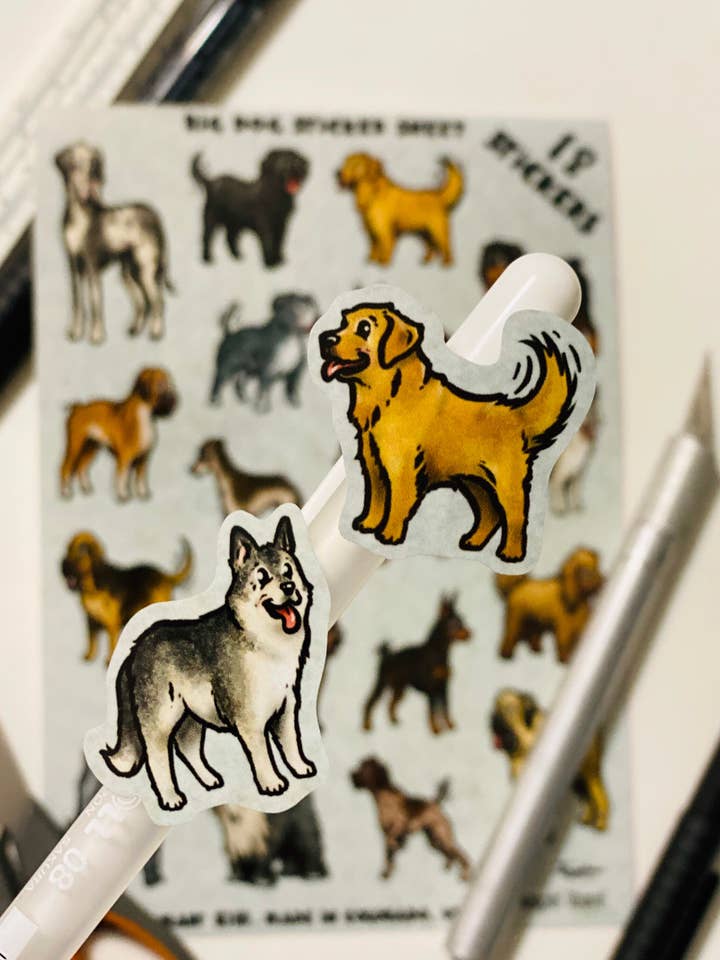 Big Dog Sticker Sheet! 18 Waterproof Stickers! for wholesale by Guerdrum Art