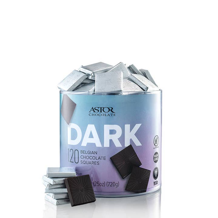 Petits carrés de chocolat noir certifiés végétaliens, 120 carats pour la vente par Astor Chocolate Corp.