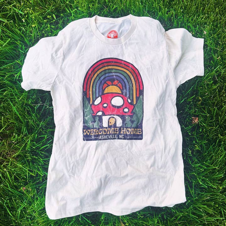 Menottees - Wholesale Screen Printed T-Shirt - Unisex - Welcome Home (Summer Mushroom - Organic) | Asheville Tee1