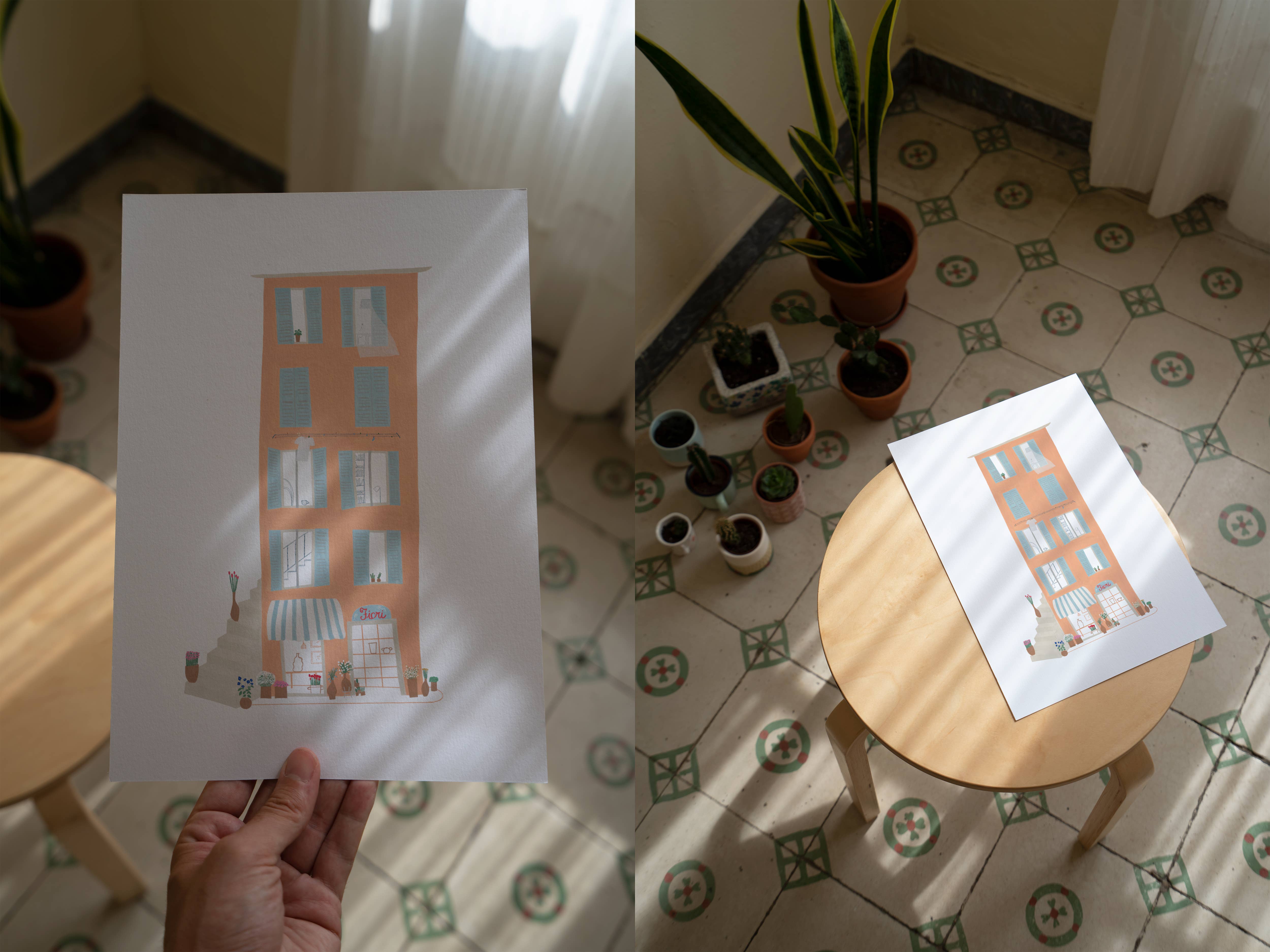 Raccontin - Wholesale Art Print - HOUSES - PORTOFINO FIORI - FLOWER SHOP1