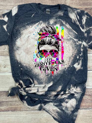 T-shirt sbiancata Zero F's Given per la vendita all'ingrosso da parte di StoS Boutique & Wholesale, LLC