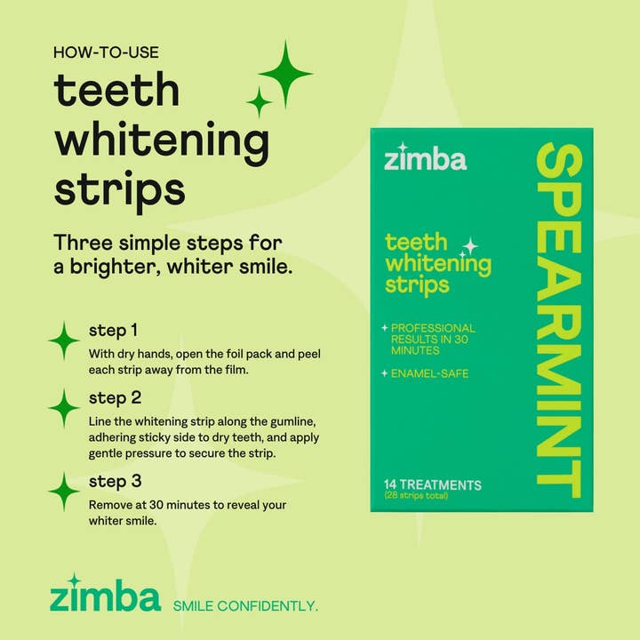Zimba Whitening - Vendita all'ingrosso Sbiancanti per denti - Strisce Sbiancanti ai Denti alla Menta Verde