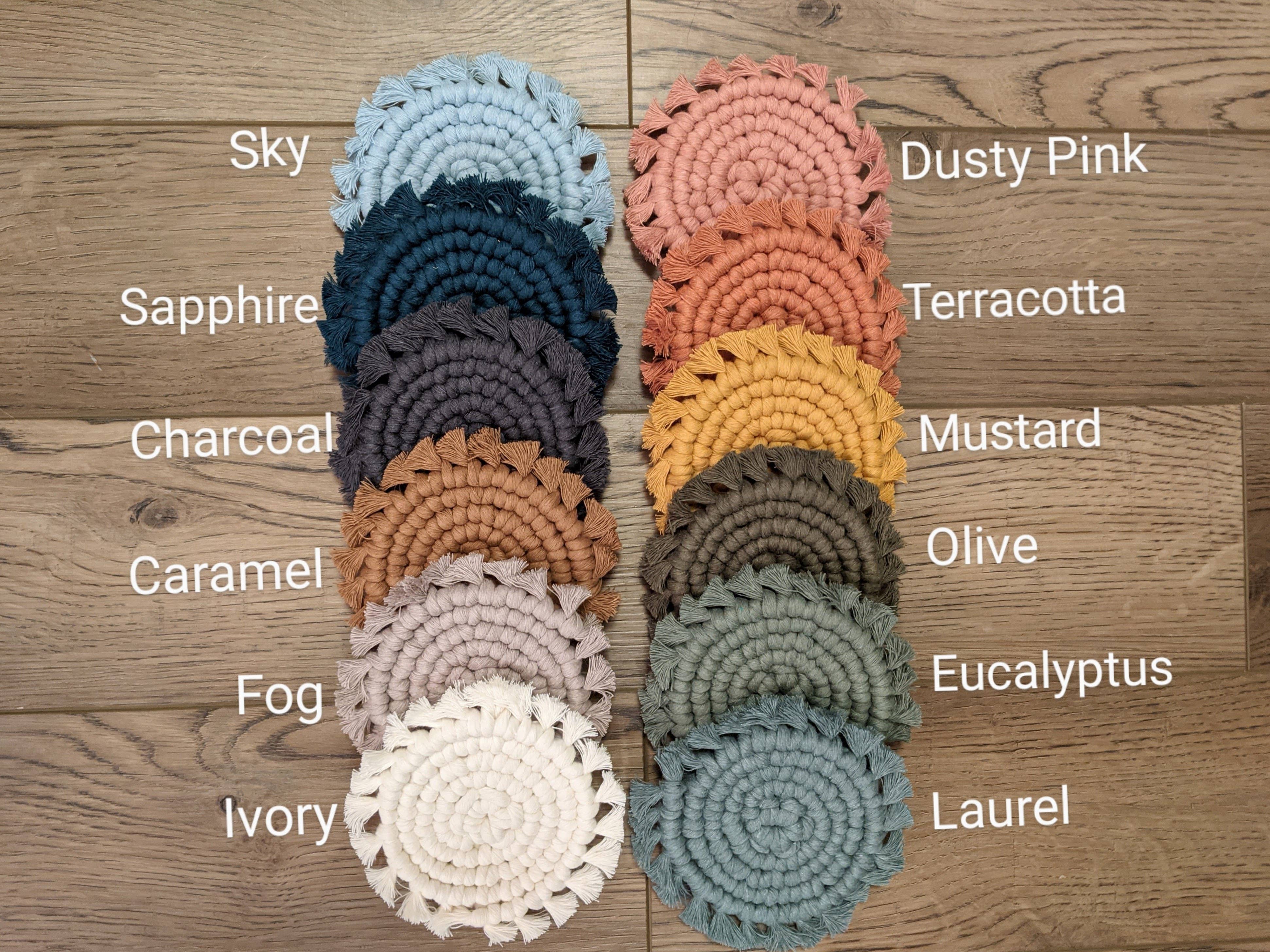 Two Birds Eco Shop - Wholesale Coasters - Single Macrame Coaster - Solid Colors14