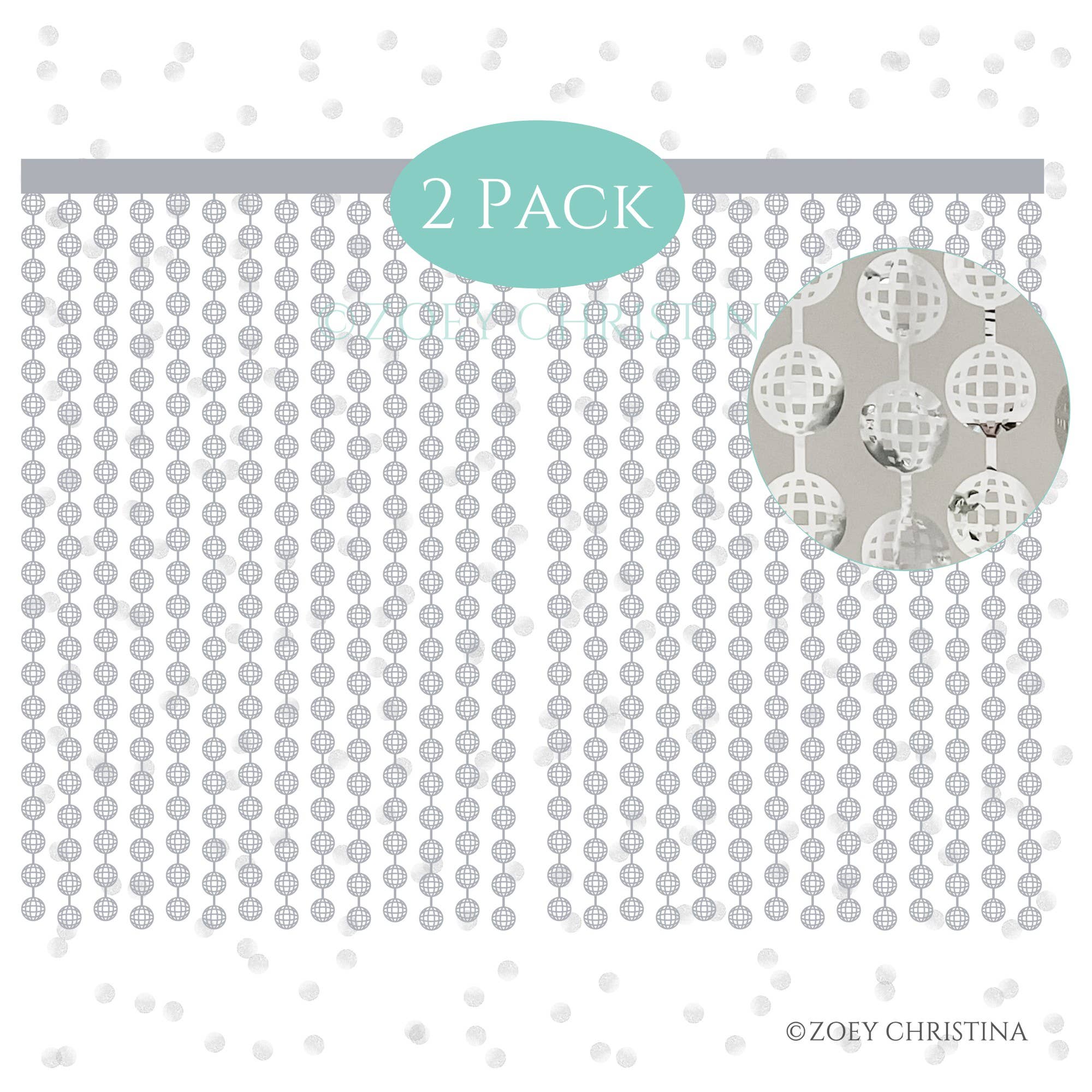 Zoey Christina – wholesale Decal – Party decorations – Disco Ball Foil Backdrop curtain - New Years Eve2