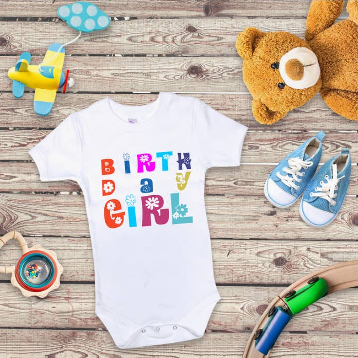"Birthday Girl" - Flower Child Onesie - Floral Design for wholesale by ImprintKidsClothing