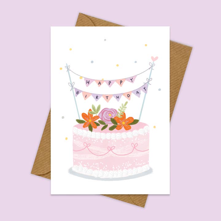 Birthday Cake Card. Happy Birthday Card For Her. for wholesale by Moonbean Designs