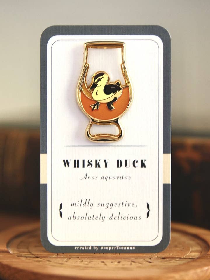 Whisky Duck Enamel Pin for wholesale by The High-End Collective