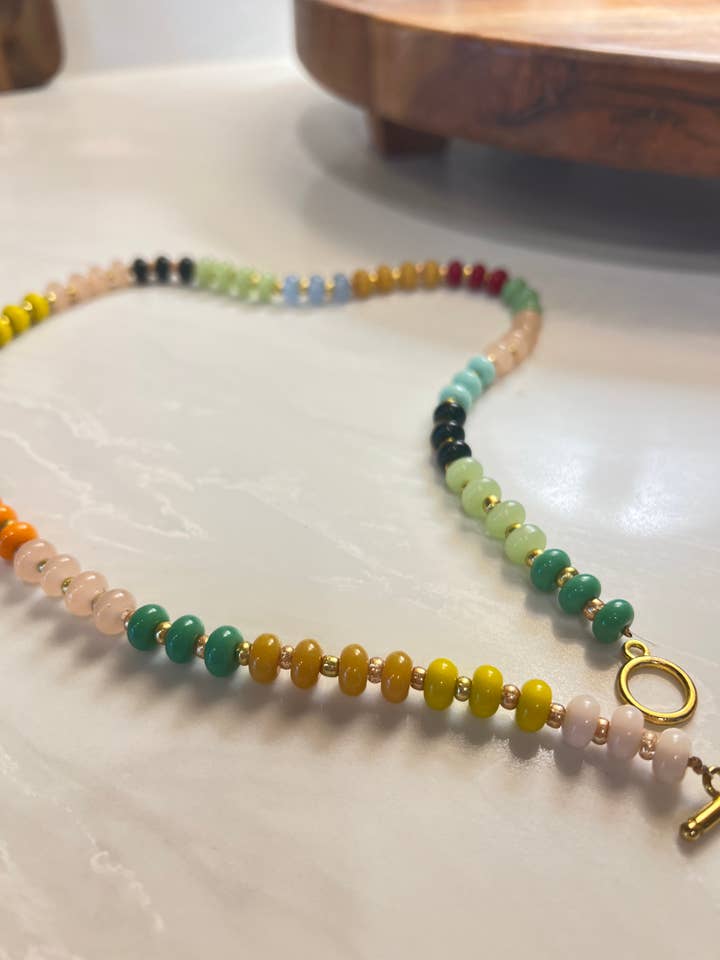 Rainbow Bead Necklace for wholesale by Lace & Pine Studio