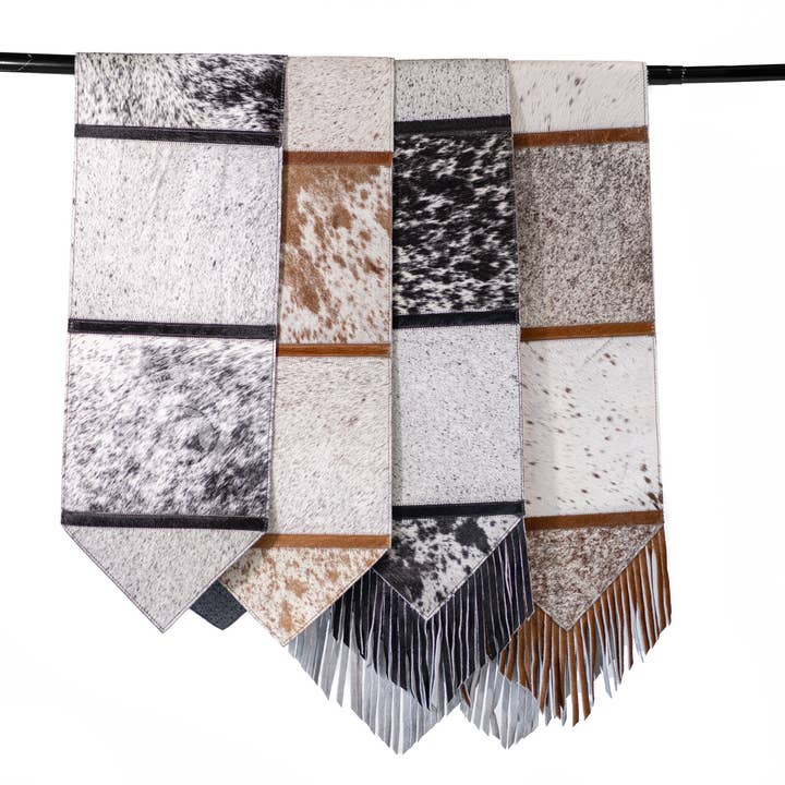 Sunshine Cowhides - Wholesale Table Runner - Cowhide Table Runner Salt & Pepper - Black & White w/Fringe8