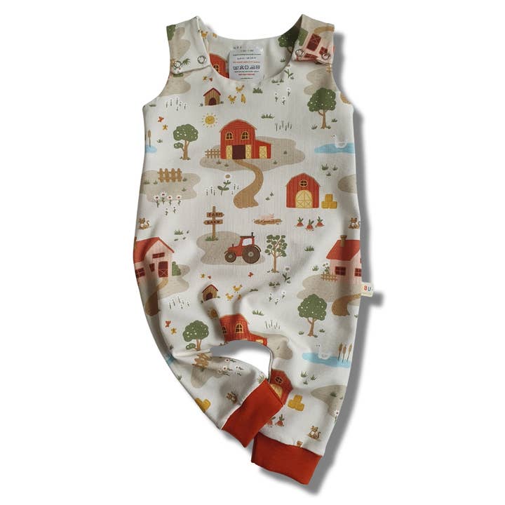 Farm Life Organic Cotton Jersey Baby Romper for wholesale by biau-biau UK