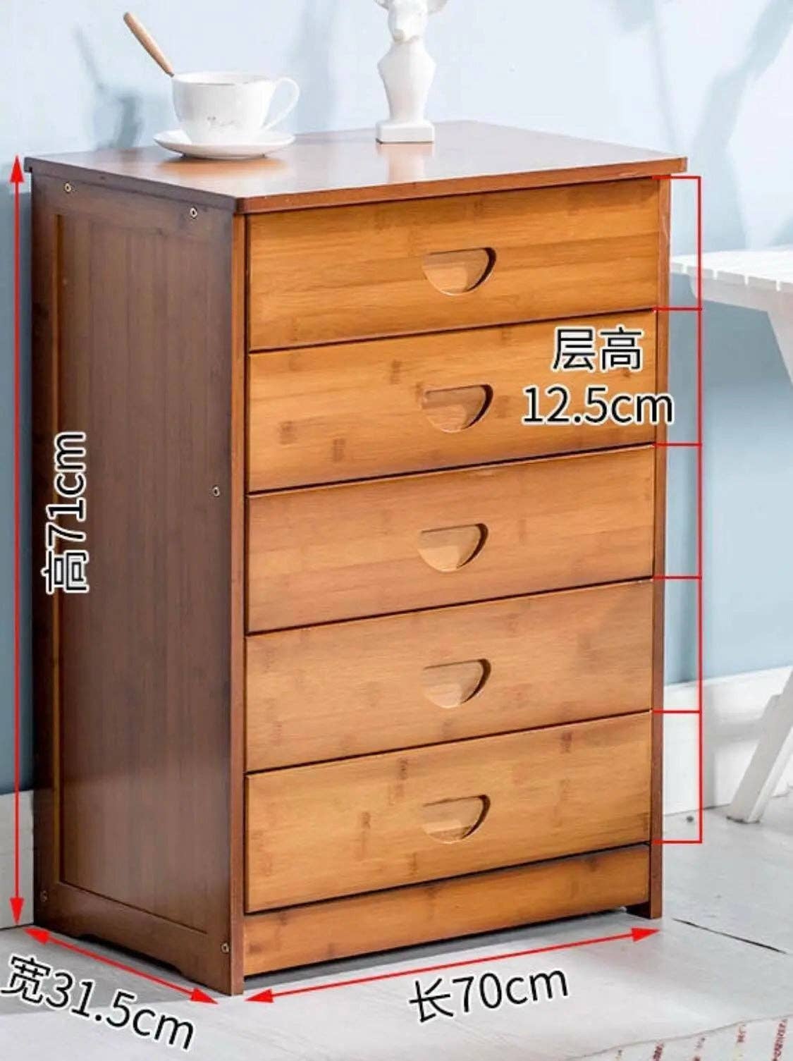 everythingbamboo - Vente Armoire - Commode moderne en bambou massif avec tiroirs pour chambre, choix élégant de rangement5