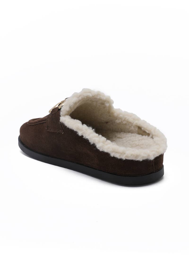 Joia Paris - Vente Chaussons – unisexe - Mules fourrées avec boucle métal H8-976C17
