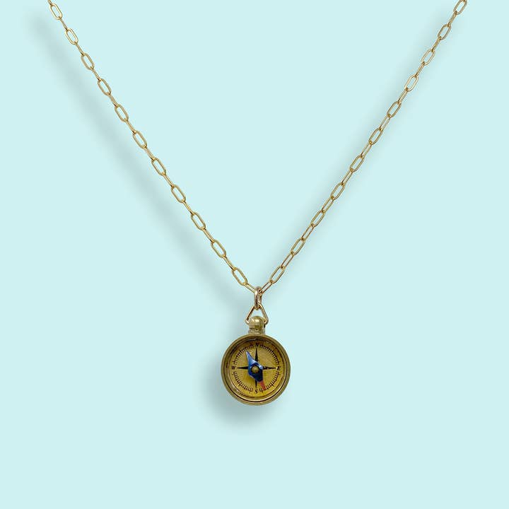 Ornamental Things - Wholesale Pendant/Charm Necklace - Tiny Compass on Gold Plated Chain Necklace
