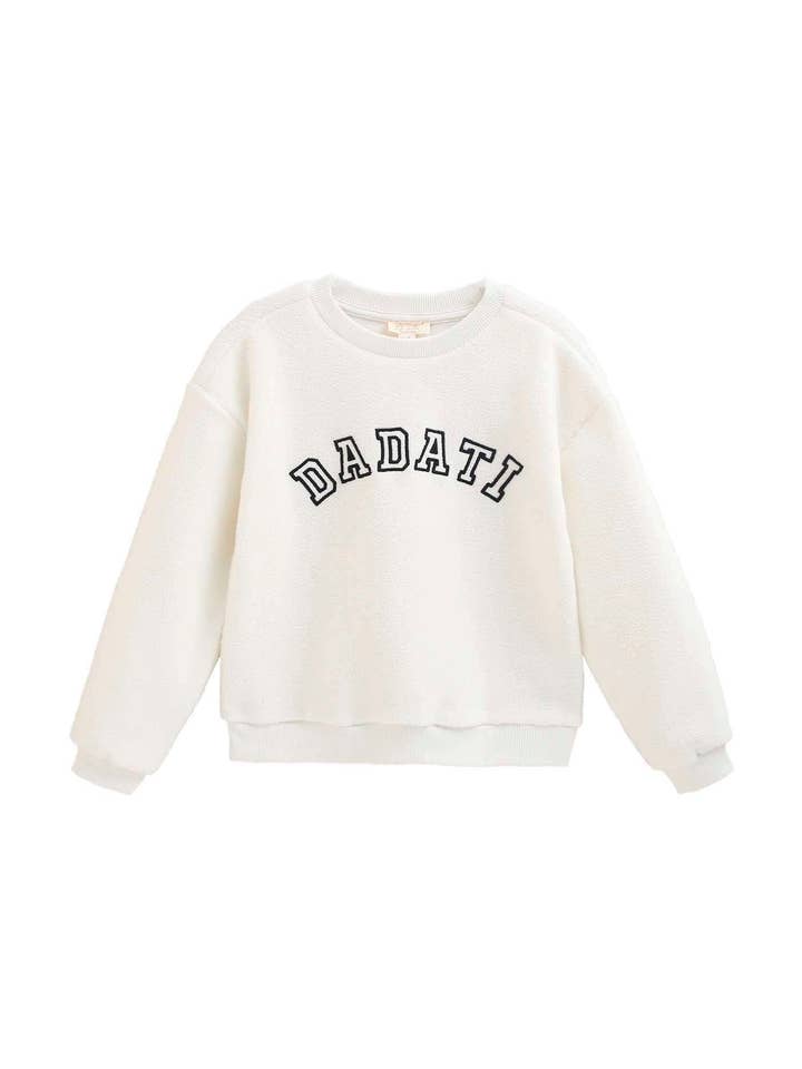 Sweat-shirt blanc fille avec broderie noire Dadati pour la vente par Dadati