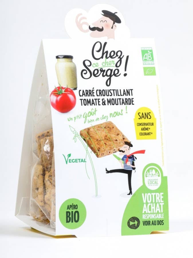 Crispy Square Tomato Mustard 100g ORGANIC for wholesale by CHEZ CE CHER SERGE