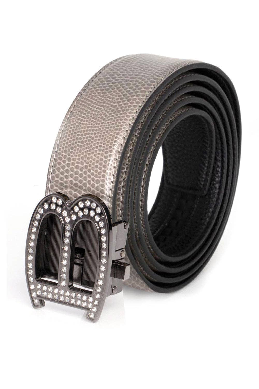 BARABAS – wholesale Belt – Men's – Men's Rhinestone B Letter Buckle Leather Belt BK81042