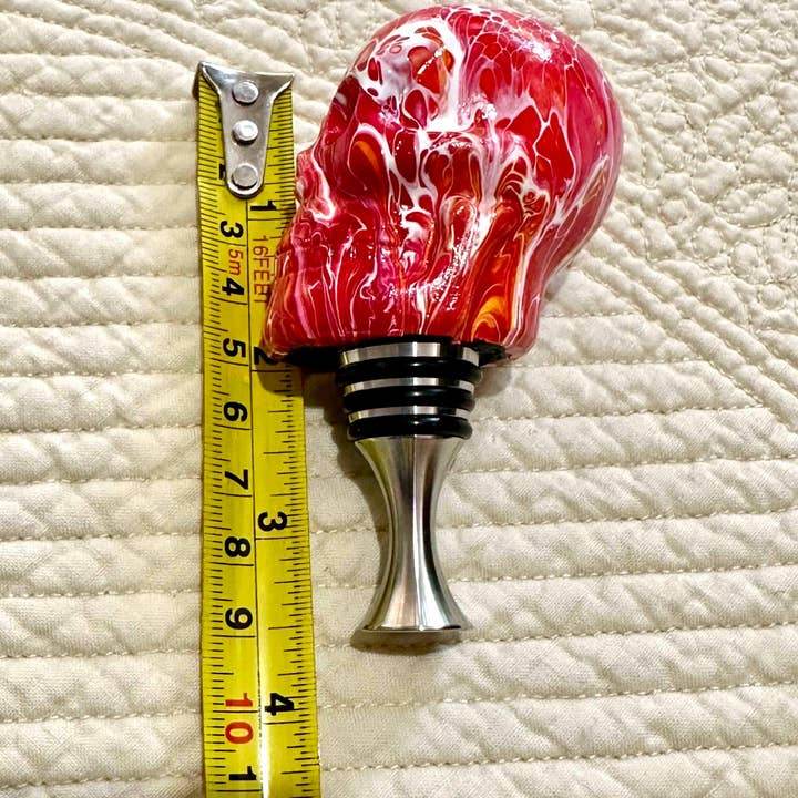 Tappo per bottiglia di vino a forma di teschio con flare solare, acciaio inossidabile SKU10 per la vendita all'ingrosso da parte di Breaking Rules Photography