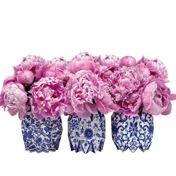 Lucy Grymes Designs - Wholesale Vase - Blue Chinoiserie Paper Vase Wraps