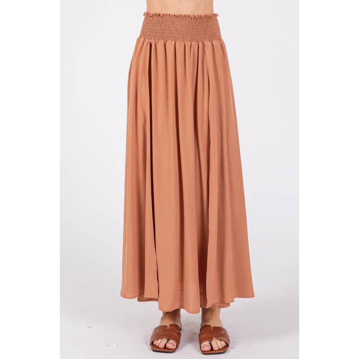 IVE - Wholesale Skirt - Women's - SOLID WAIST SMOCKED MAXI SKIRT4