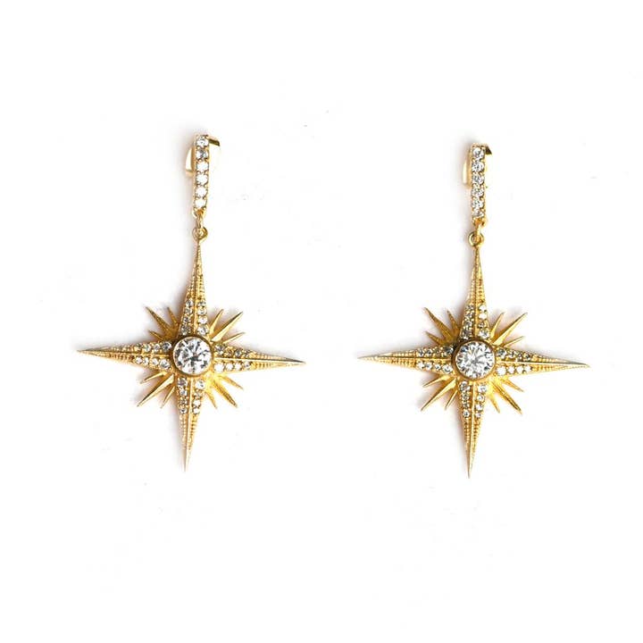 Northern Star (Witte Kleine) Statement Oorbellen voor wholesale door Gemajesty Jewellery