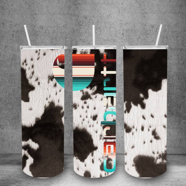 Country Cowhide Tumbler for wholesale by Wicked Flower Creations