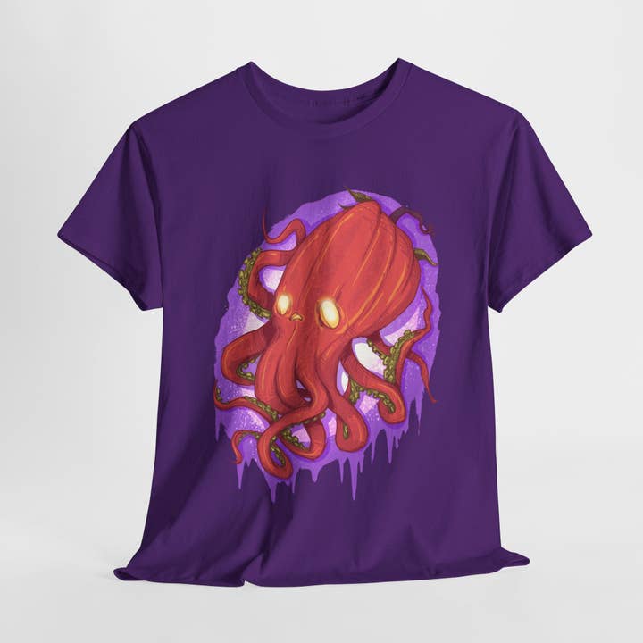 Maglietta Pesante in Cotone Unisex Octopumpkin per la vendita all'ingrosso da parte di LVB Art