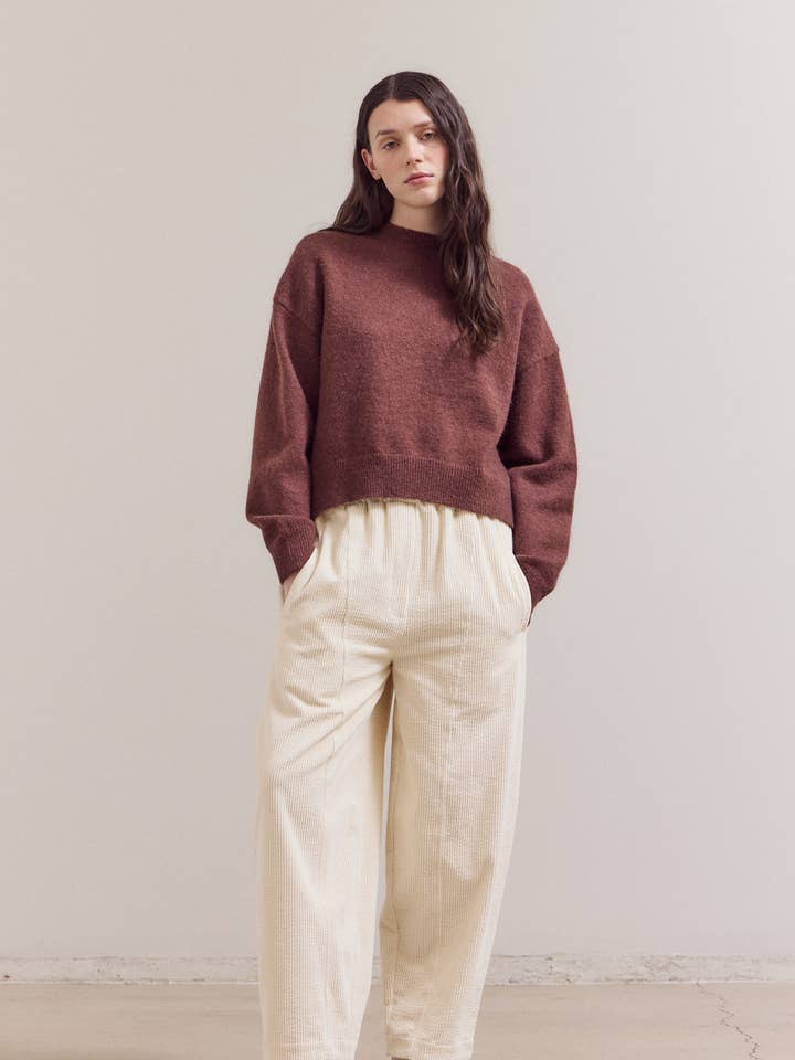 42069 - SEAM DETAIL ROUND NECK SWEATER for wholesale by Grade & Gather